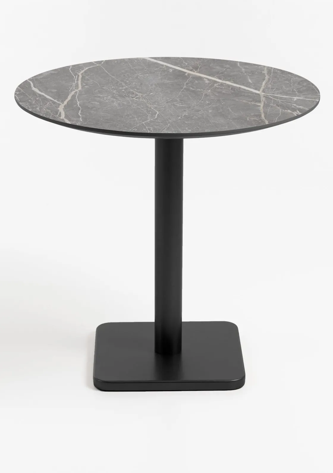 XOOON Brest bistrotafel marble light grey (D80cm) kleur Zwart^ Eettafels|Woonaccessoires