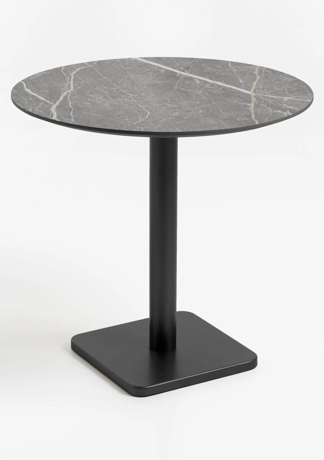XOOON Brest bistrotafel marble light grey (D80cm) kleur Zwart^ Eettafels|Woonaccessoires