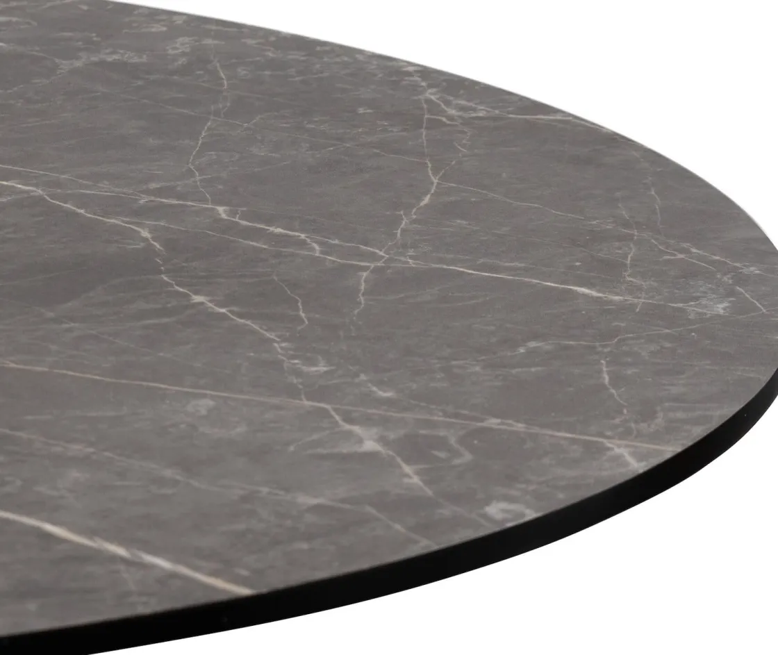 XOOON Brest bistrotafel marble light grey (D80cm) kleur Zwart^ Eettafels|Woonaccessoires