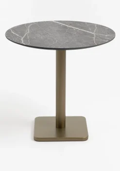 XOOON Brest bistrotafel marble light grey (D80cm) kleur Goud^ Woonaccessoires|Eettafels