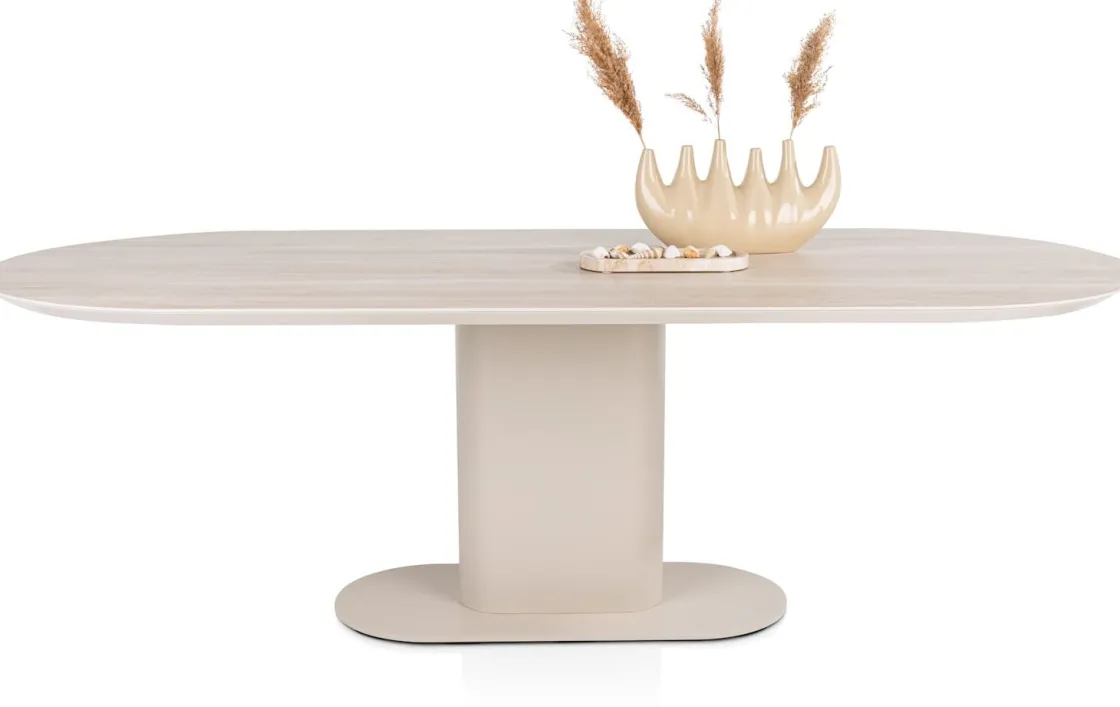 XOOON Brianto, eetkamertafel 240 x 100 cm - keramiek blad Travertin - Creme^ Eettafels|Tafelconfigurator