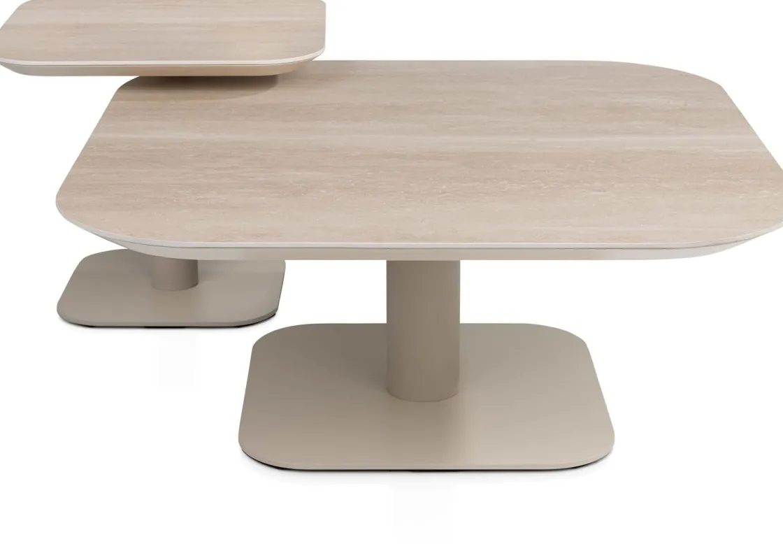 XOOON Brianto, salontafel 90 x 90 cm - keramiek blad Travertin^ Salontafels|Tafelconfigurator