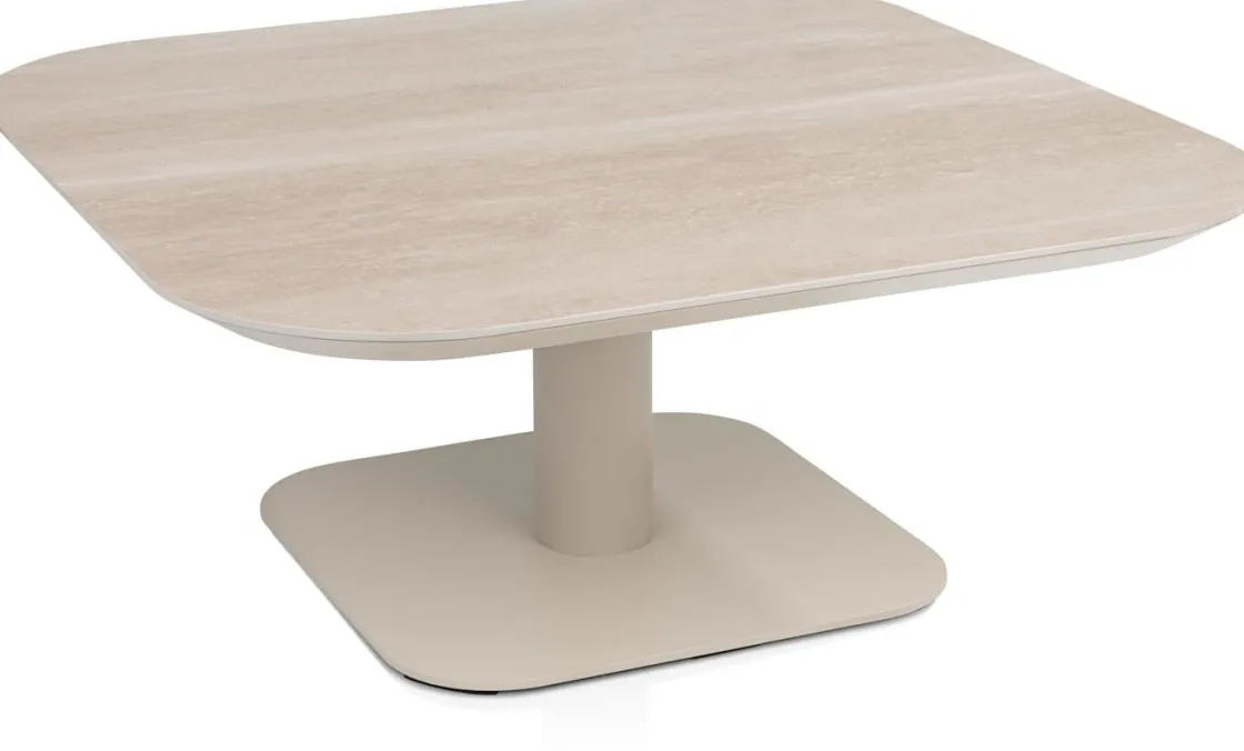 XOOON Brianto, salontafel 90 x 90 cm - keramiek blad Travertin^ Salontafels|Tafelconfigurator