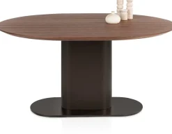 XOOON Brianza, eetkamertafel 150 x 120 cm - walnoot fineer - Steel Brown^ Tafelconfigurator|Eettafels
