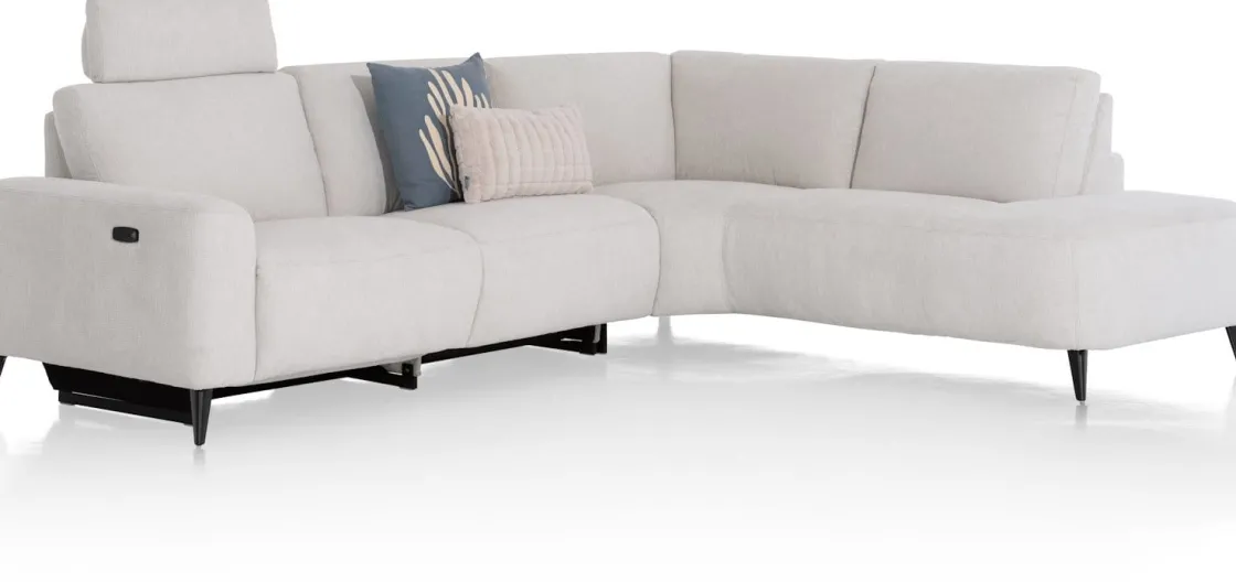 XOOON Carini, hoekbank 2,5 zits arm links electrisch + ottomane rechts - Vada Ivory^ Carini|Carini