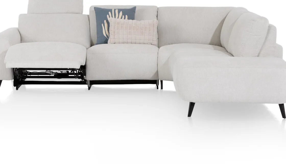 XOOON Carini, hoekbank 2,5 zits arm links electrisch + ottomane rechts - Vada Ivory^ Carini|Carini
