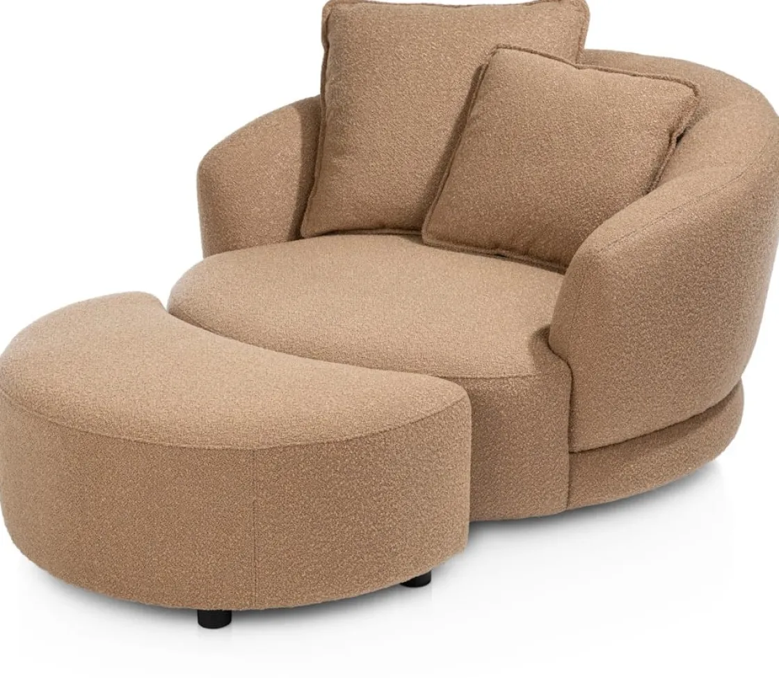 XOOON Cervos, fauteuil draaibaar - rond 130cm incl. 1 kussen 60x60 + 1 kussen 45x45^ Leren Fauteuils|Stoffen Fauteuils