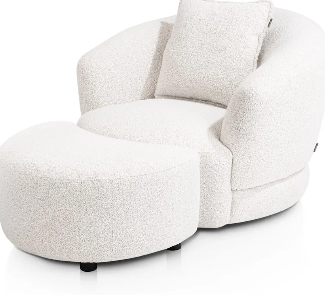 XOOON Cervos, poef/hocker bij fauteuil draaibaar klein^ Leren Fauteuils|Stoffen Fauteuils