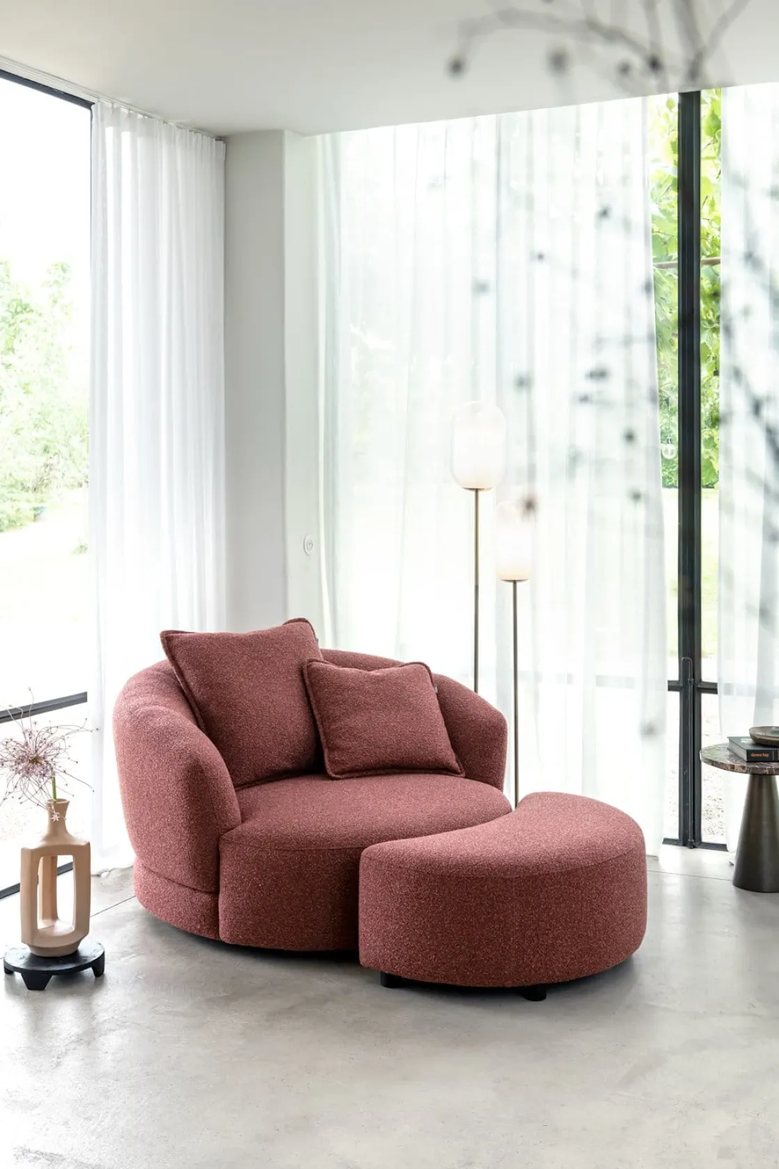 XOOON Cervos, poef/hocker bij fauteuil draaibaar groot^ Leren Fauteuils|Stoffen Fauteuils