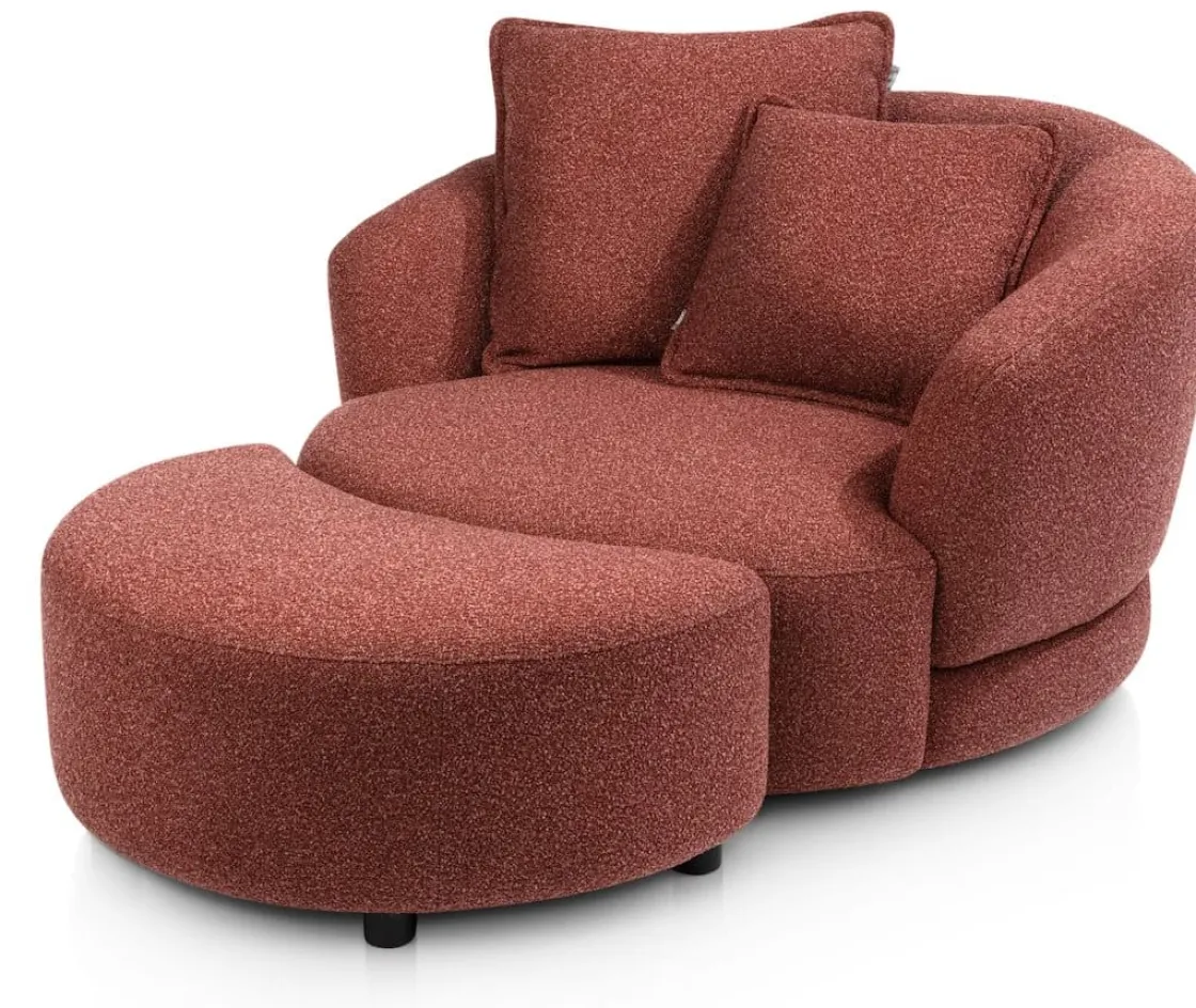 XOOON Cervos, poef/hocker bij fauteuil draaibaar groot^ Leren Fauteuils|Stoffen Fauteuils