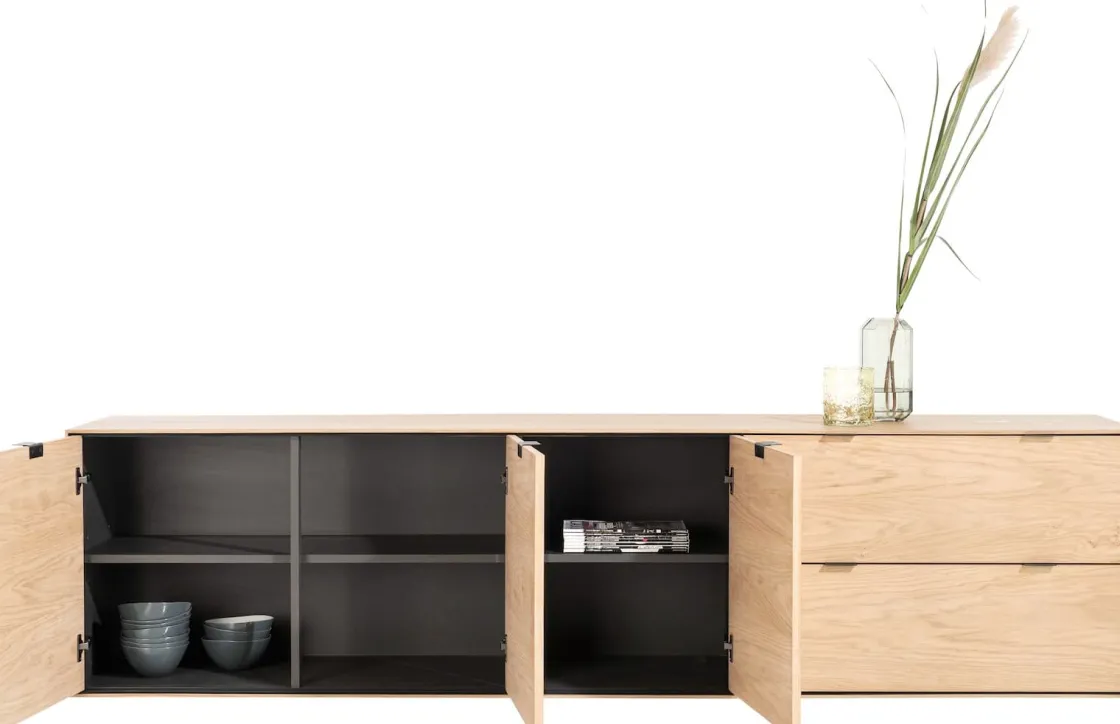 XOOON Elements 3-deurs eikenfineer dressoir met lades 240cm^ Dressoirs
