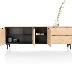 XOOON Elements, dressoir 240 cm - 3-deuren + 2-laden incl. metalen poten - natural^ Dressoirs