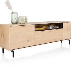 XOOON Elements, lowboard 180 cm. - hang + 1-deur + 1-lade + klep + 1-niche + led incl. metalen poten - natural^ Tv-Meubelen|Dressoirs