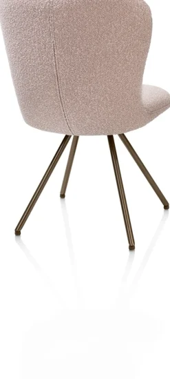 XOOON Ethan, eetkamerstoel - draaibaar steelbrown - 4-poot - stof Cloudy - Roze^ Eetkamerstoelen