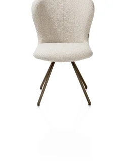 XOOON Ethan, eetkamerstoel - draaibaar steelbrown - 4-poot - stof Cloudy - beige^ Eetkamerstoelen