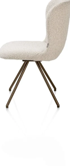 XOOON Ethan, eetkamerstoel - draaibaar steelbrown - 4-poot - stof Cloudy - beige^ Eetkamerstoelen