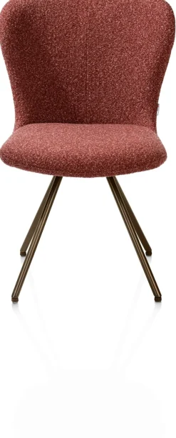 XOOON Ethan, eetkamerstoel - draaibaar steelbrown - 4-poot - stof Cloudy - koper^ Eetkamerstoelen