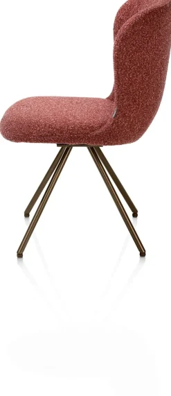 XOOON Ethan, eetkamerstoel - draaibaar steelbrown - 4-poot - stof Cloudy - koper^ Eetkamerstoelen
