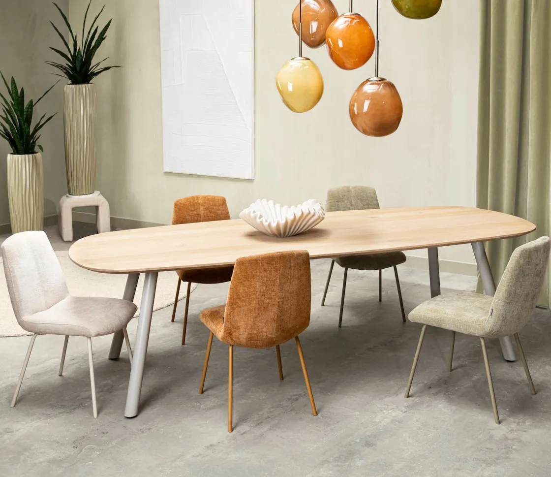 XOOON Filipo eetkamerstoel stof Cadiz in de kleur Olijf -^ Eetkamerstoelen