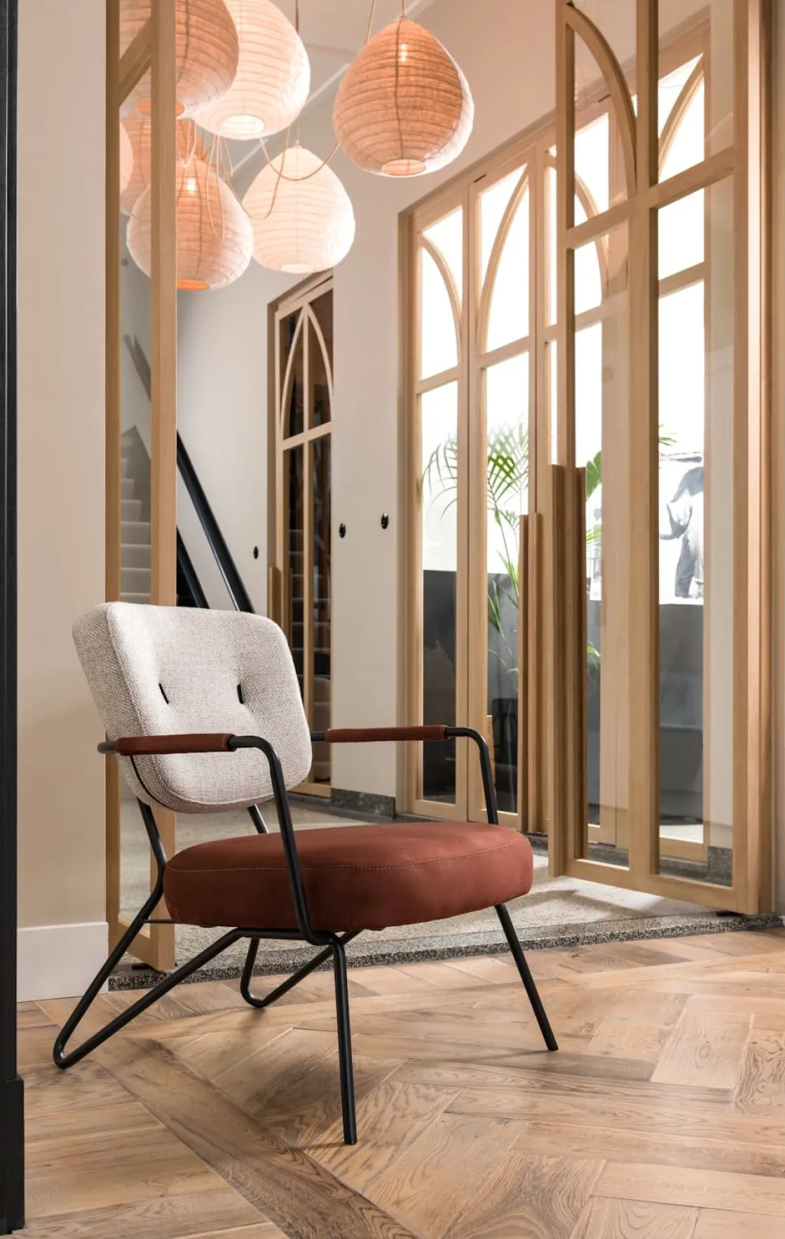 XOOON June fauteuil in combi stof met zwart metalen frame^ Leren Fauteuils|Stoffen Fauteuils