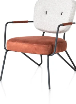 XOOON June fauteuil in combi stof met zwart metalen frame^ Leren Fauteuils|Stoffen Fauteuils