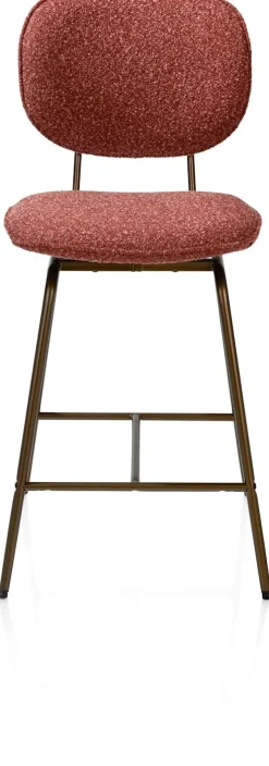XOOON Lexi, barstoel - steelbrown - draaibaar - stof Cloudy - koper^ Barkrukken En Barstoelen