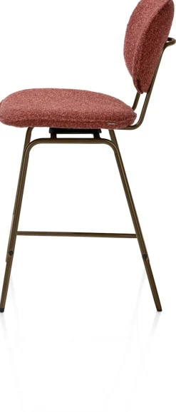 XOOON Lexi, barstoel - steelbrown - draaibaar - stof Cloudy - koper^ Barkrukken En Barstoelen