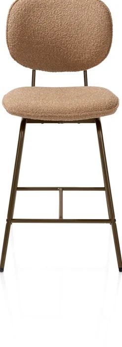 XOOON Lexi, barstoel - steelbrown - draaibaar - stof Cloudy - Okergeel^ Barkrukken En Barstoelen