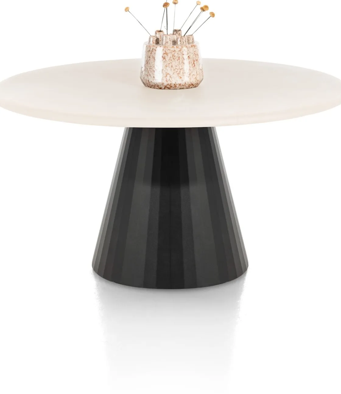 XOOON LUND eetkamertafel rond (140cm) cone poot -^ Tafelconfigurator|Eettafels