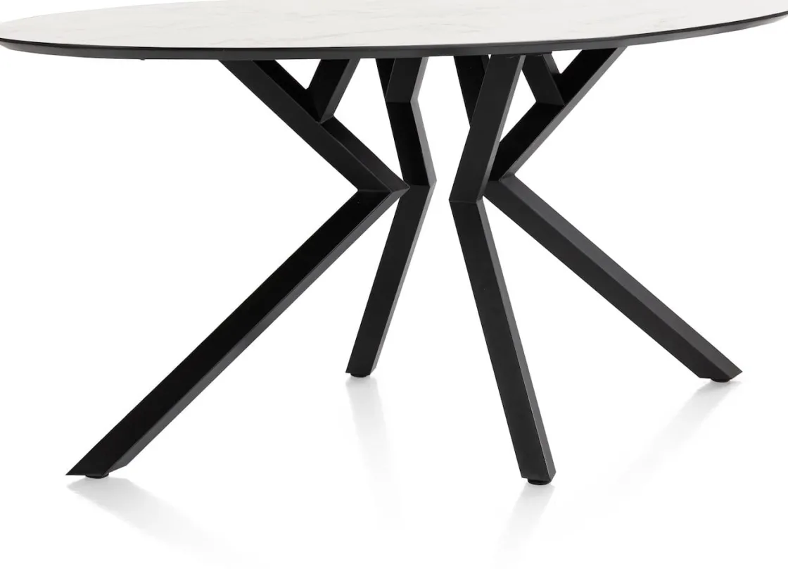 XOOON Masura ellipsvormige bartafel met zwarte metalen poot 180x100cm^ Bartafels|Tafelconfigurator