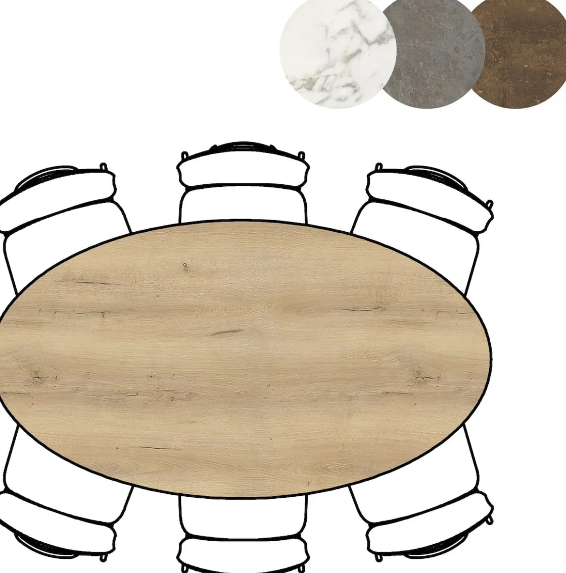 XOOON Masura ellipsvormige bartafel met zwarte metalen poot 180x100cm^ Bartafels|Tafelconfigurator