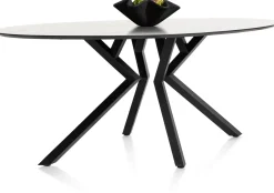 XOOON Masura ellipsvormige bartafel met zwarte metalen poot 220x105cm^ Bartafels|Tafelconfigurator
