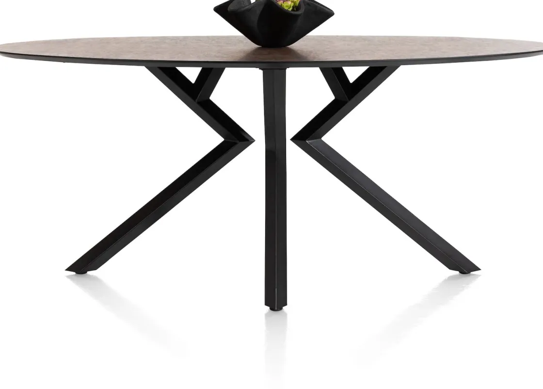 XOOON Masura ellipsvormige bartafel met zwarte metalen poot 220x105cm^ Bartafels|Tafelconfigurator