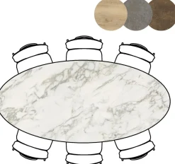 XOOON Masura ellipsvormige eettafel met zwarte metalen poot 220x105cm^ Tafelconfigurator|Eettafels