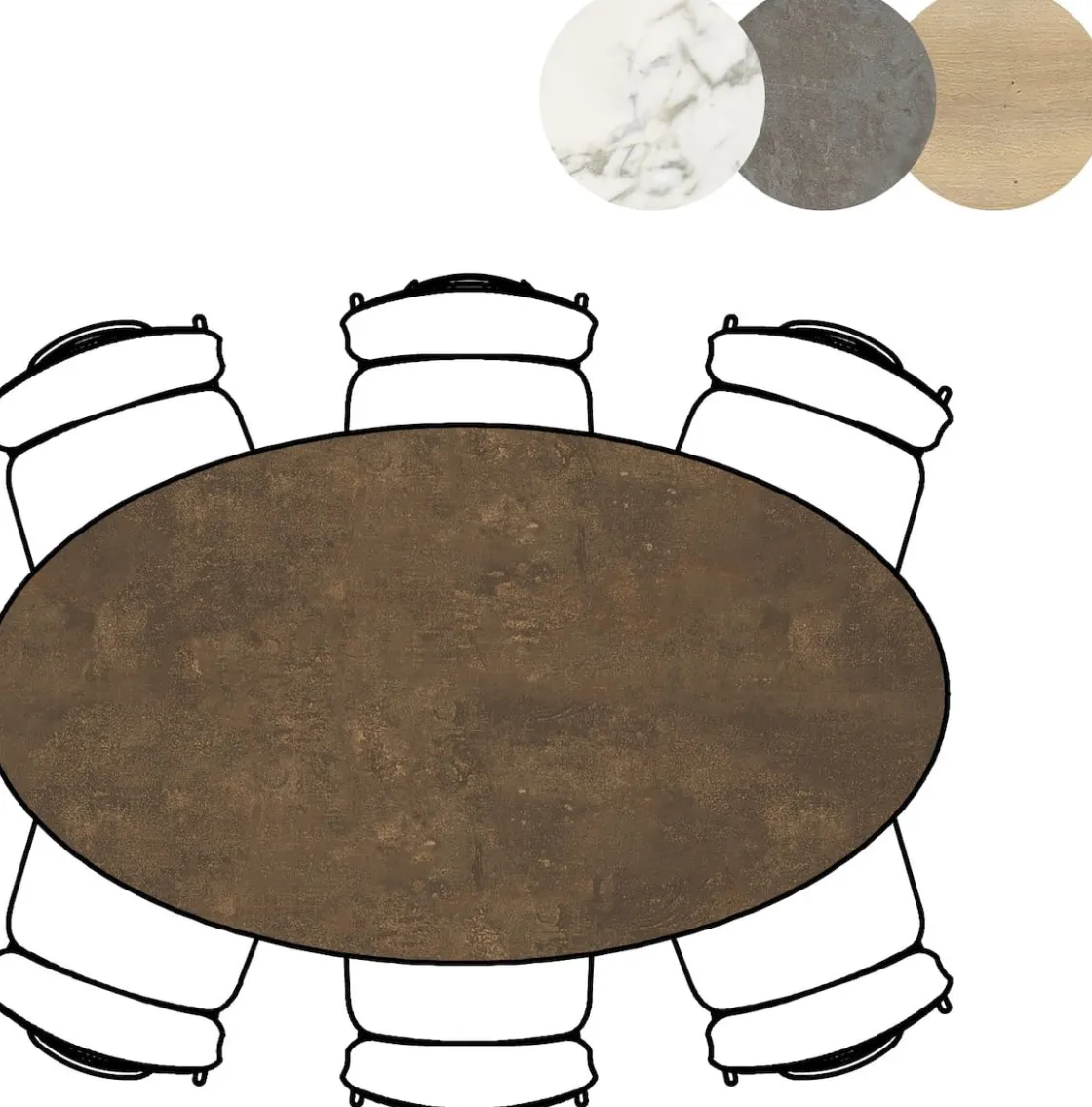 XOOON Masura ellipsvormige eettafel met zwarte metalen poot 180x100cm^ Tafelconfigurator|Eettafels