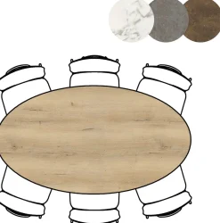XOOON Masura ellipsvormige eettafel met zwarte metalen poot 180x100cm^ Tafelconfigurator|Eettafels