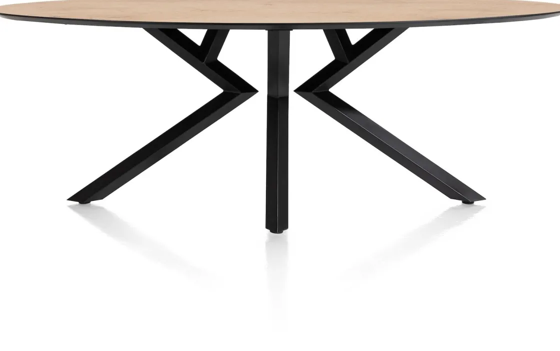 XOOON Masura ellipsvormige eettafel met zwarte metalen poot 220x105cm^ Tafelconfigurator|Eettafels
