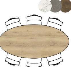 XOOON Masura ellipsvormige eettafel met zwarte metalen poot 220x105cm^ Tafelconfigurator|Eettafels