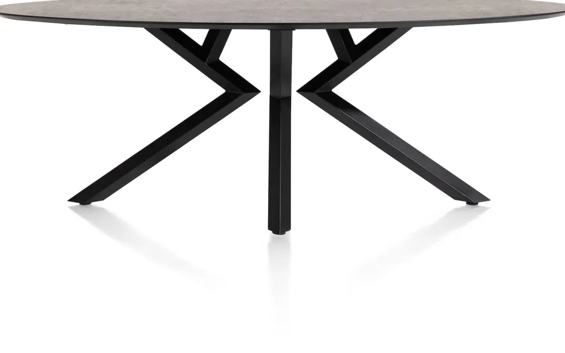 XOOON Masura ellipsvormige eettafel met zwarte metalen poot 220x105cm^ Tafelconfigurator|Eettafels