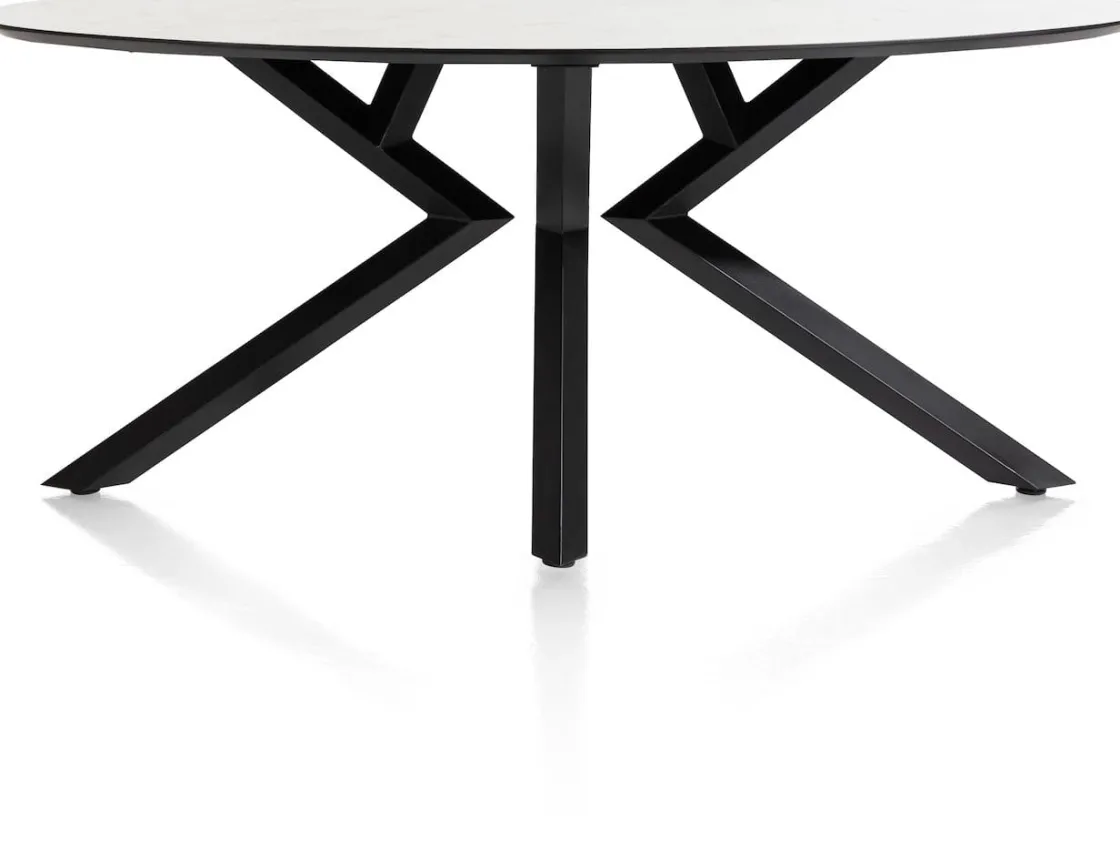 XOOON Masura ellipsvormige eettafel met zwarte metalen poot 180x100cm^ Tafelconfigurator|Eettafels