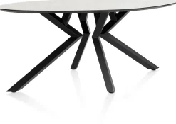 XOOON Masura ellipsvormige eettafel met zwarte metalen poot 180x100cm^ Tafelconfigurator|Eettafels