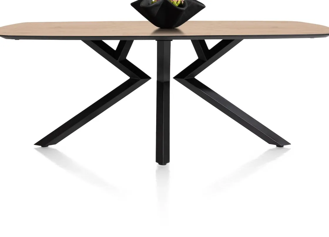XOOON Masura ovale eettafel met zwarte metalen poot 200x105cm^ Tafelconfigurator|Eettafels
