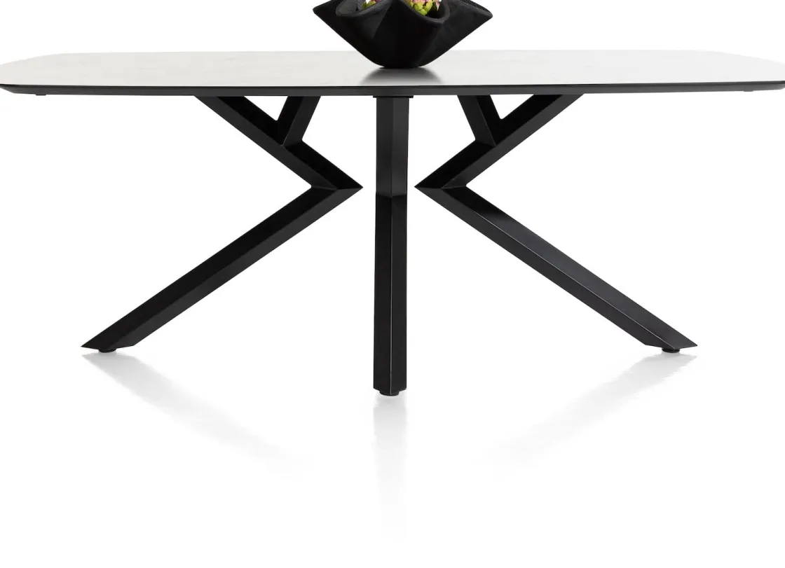 XOOON Masura ovale eettafel met zwarte metalen poot 200x105cm^ Tafelconfigurator|Eettafels