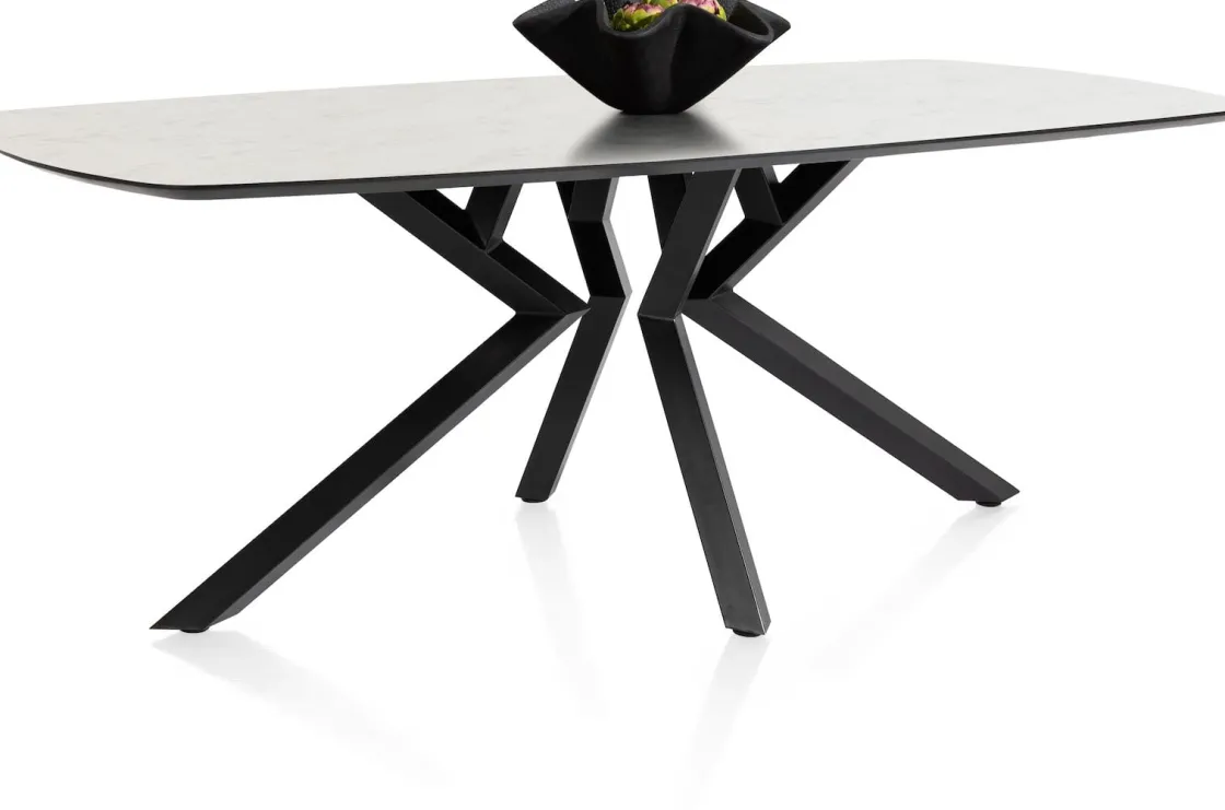 XOOON Masura ovale eettafel met zwarte metalen poot 200x105cm^ Tafelconfigurator|Eettafels