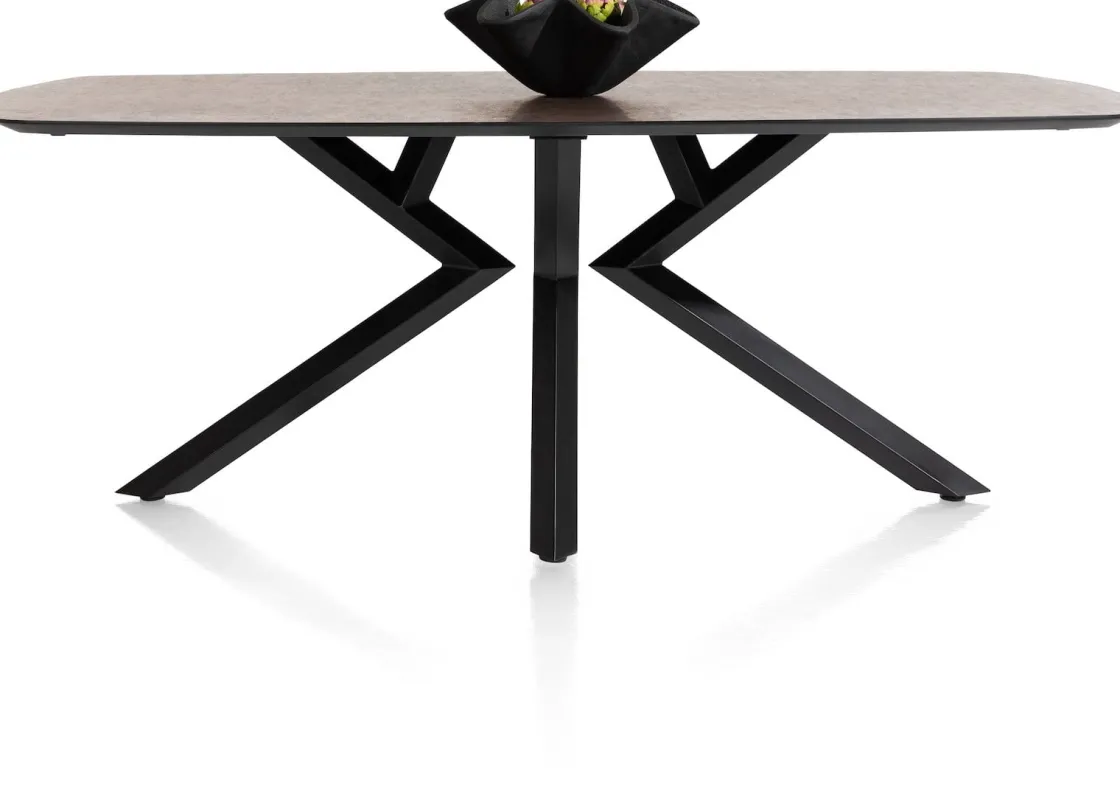 XOOON Masura ovale eettafel met zwarte metalen poot 200x105cm^ Tafelconfigurator|Eettafels