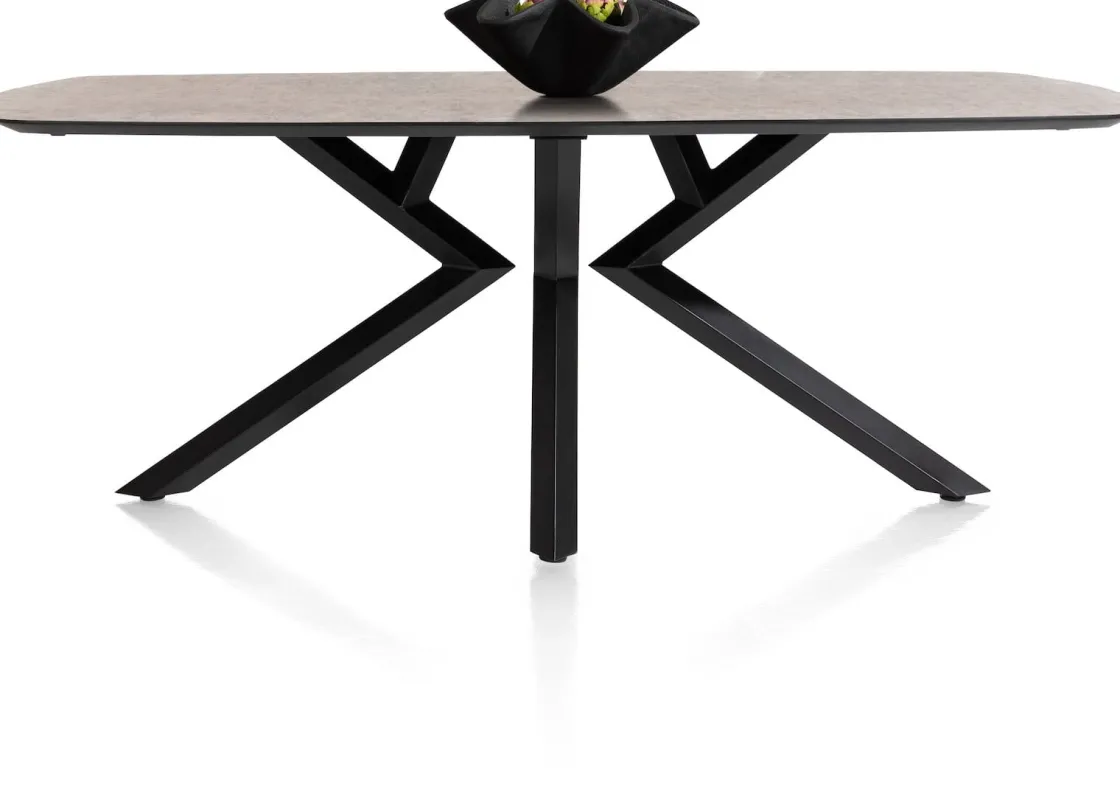 XOOON Masura ovale eettafel met zwarte metalen poot 200x105cm^ Tafelconfigurator|Eettafels