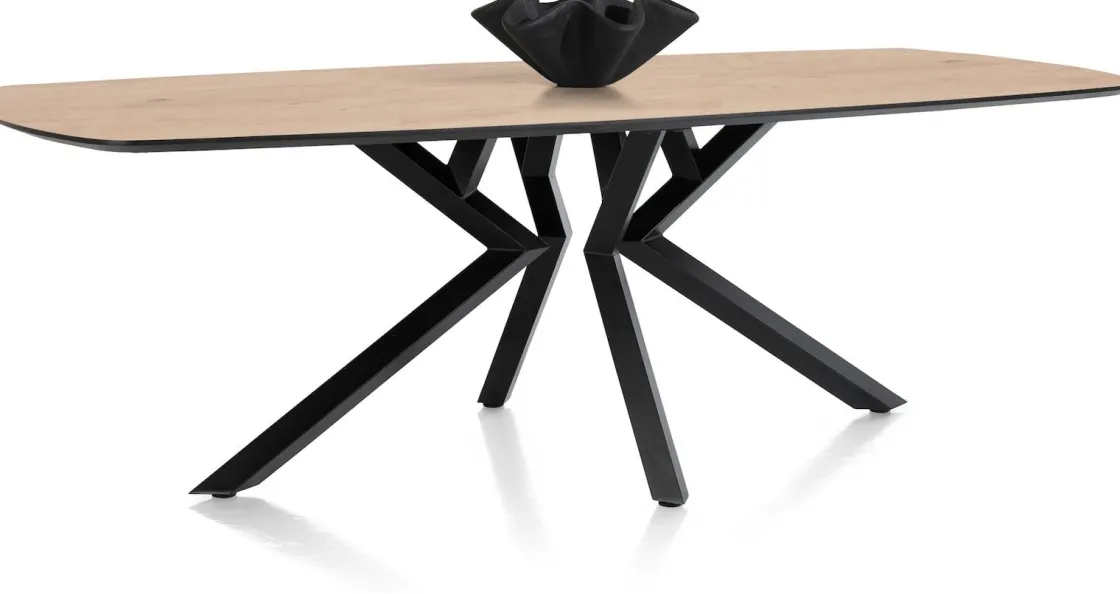 XOOON Masura ovale eettafel met zwarte metalen poot 240x110cm^ Tafelconfigurator|Eettafels