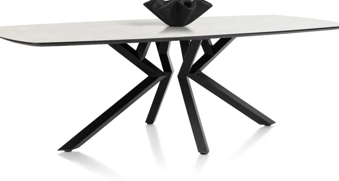 XOOON Masura ovale eettafel met zwarte metalen poot 240x110cm^ Tafelconfigurator|Eettafels
