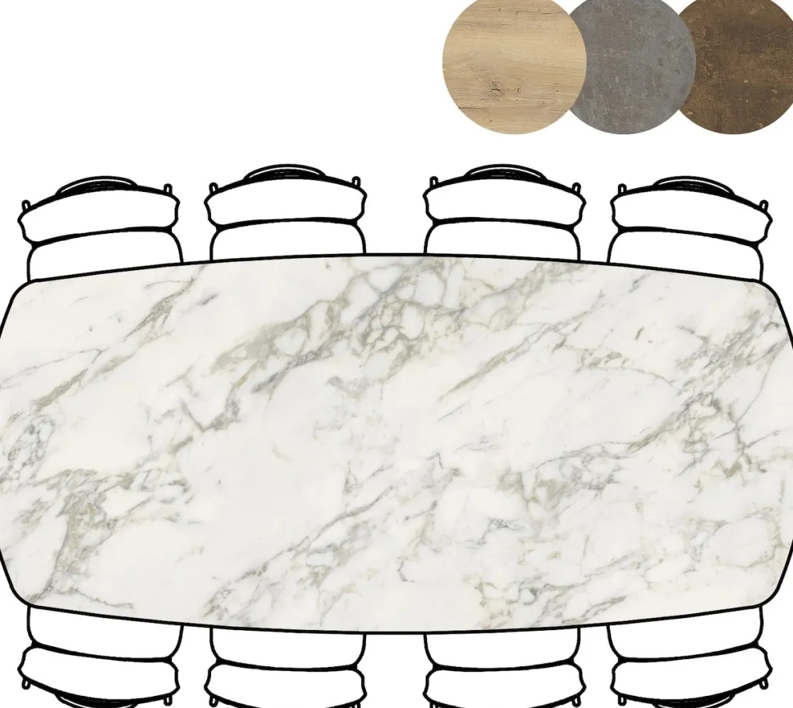 XOOON Masura ovale eettafel met zwarte metalen poot 240x110cm^ Tafelconfigurator|Eettafels