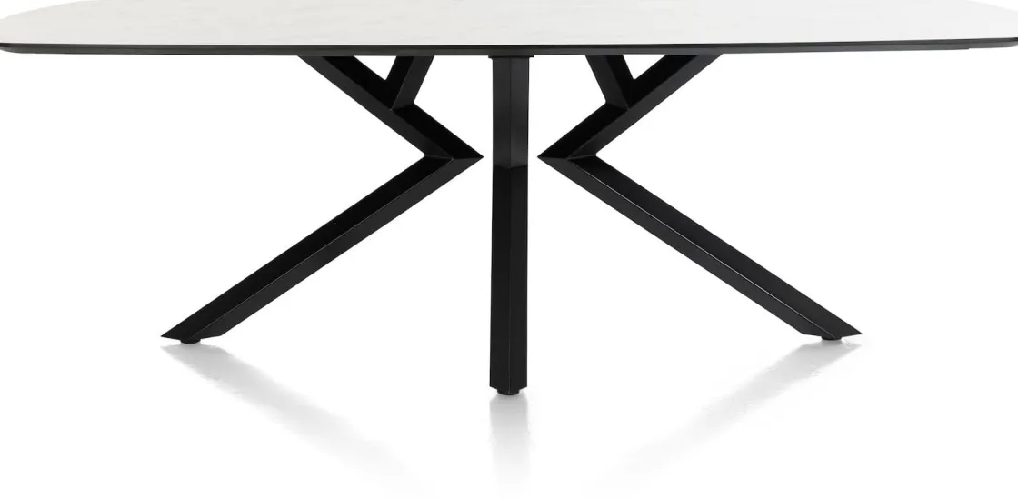 XOOON Masura ovale eettafel met zwarte metalen poot 240x110cm^ Tafelconfigurator|Eettafels